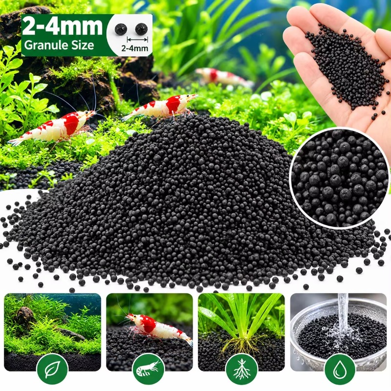 Fish Tank Gravel - Schwarzer Aquariumsubstratboden für Wasserpflanzen, Aquascaping, Kies,